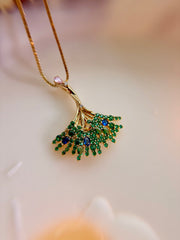 Sterling Silver Gold Plated Ginkgo Biloba Leaf Necklace