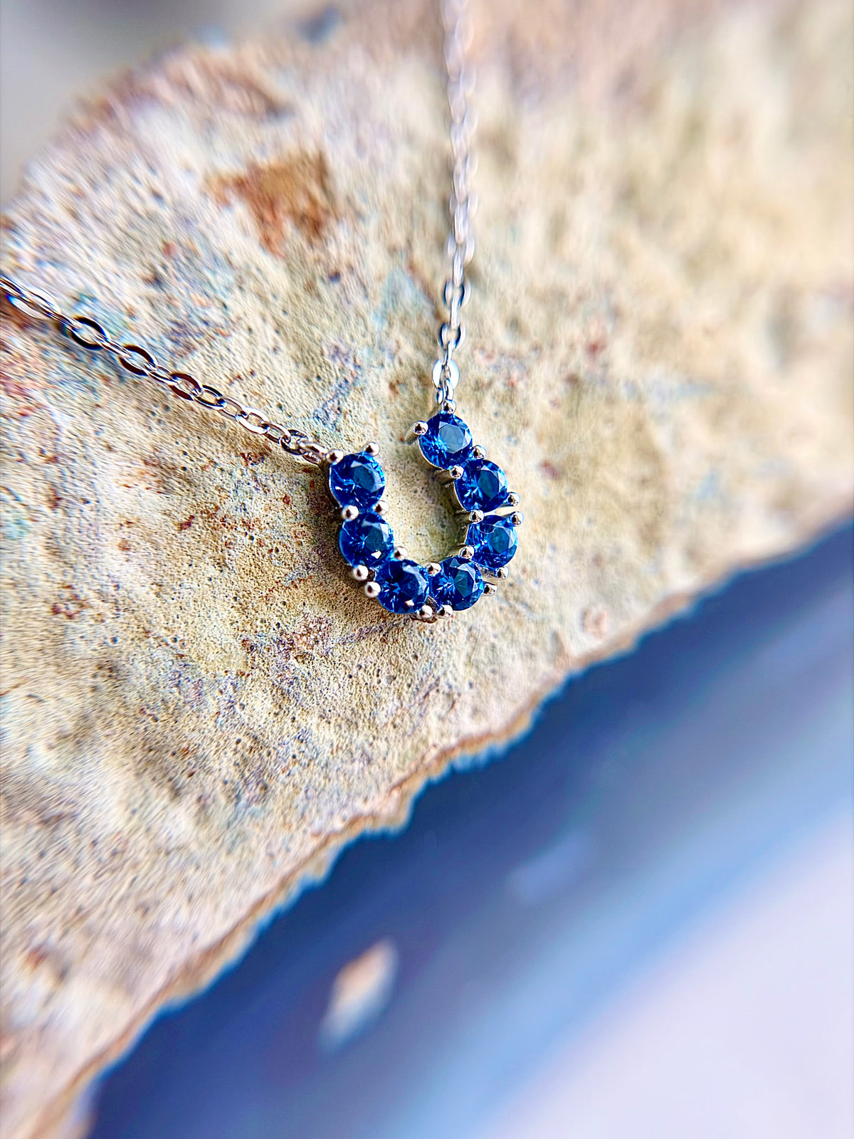 Lis Blue Horseshoe Necklace
