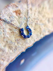 Lis Blue Horseshoe Necklace
