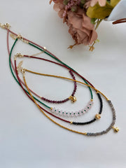 Sterling Silver 925 Ruby, Black Spinel, Labradorite & Rose Quartz Necklace