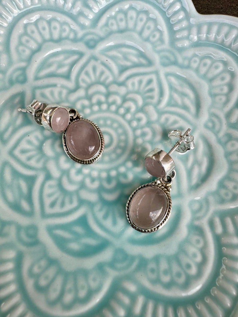 Rose Quartz Dangle Earrings | Rose Earrings | Platazul