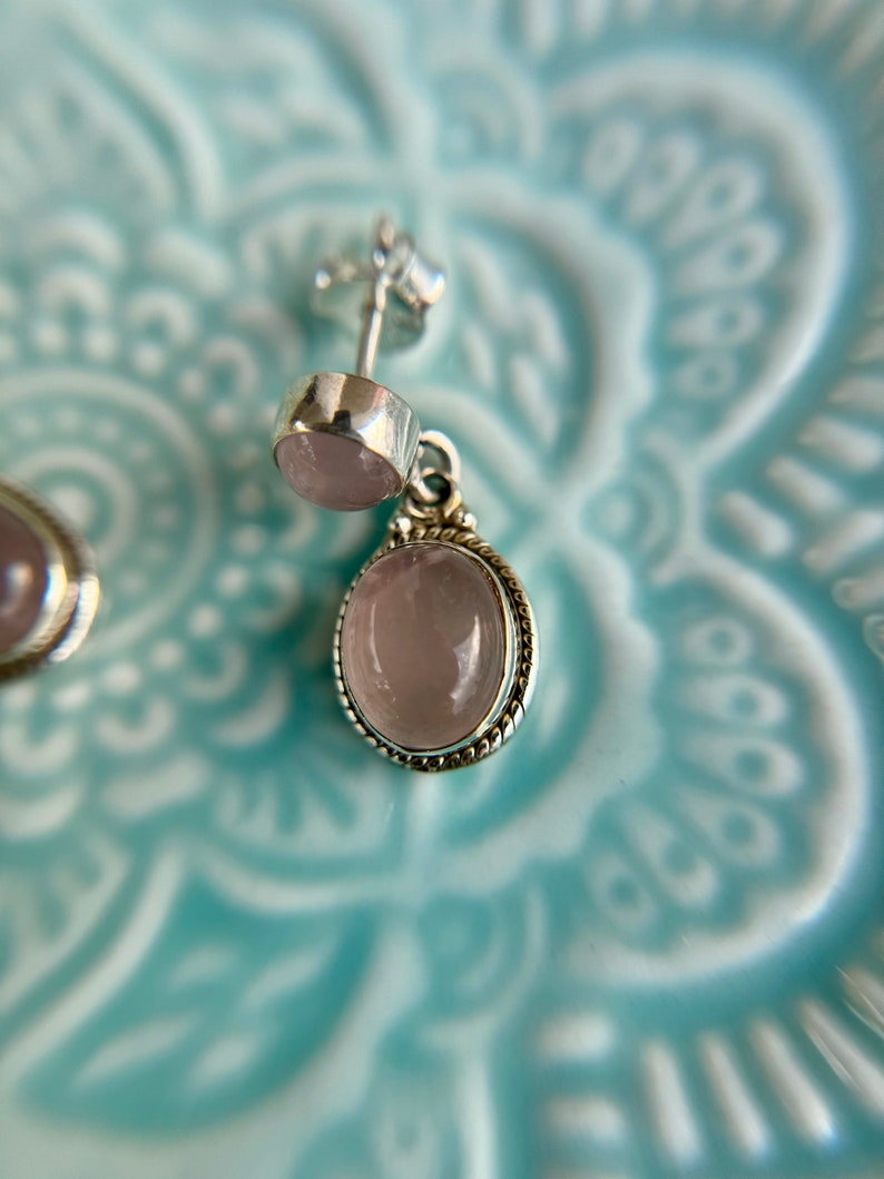 Rose Quartz Dangle Earrings | Rose Earrings | Platazul