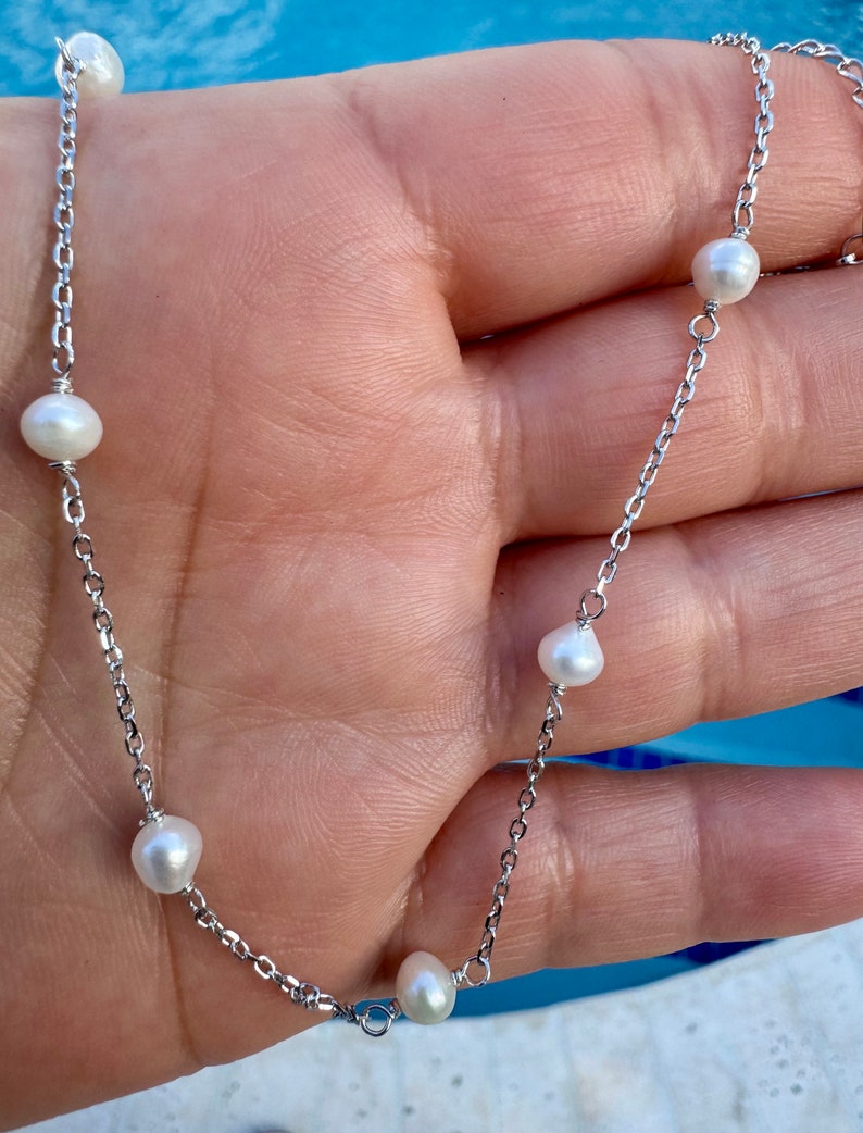 Silver Pearl Necklace | Elba Pearl Necklace | Platazul